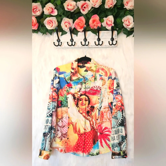 Simon Chang Latin Celebration Button Up Shirt - Picture 1 of 6